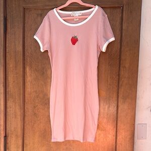 Pink Strawberry Embroidered Dress 🍓